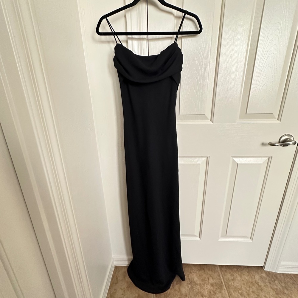 Vintage 90s Jody California Black Spaghetti Strap Cowl Neck Maxi Dress USA